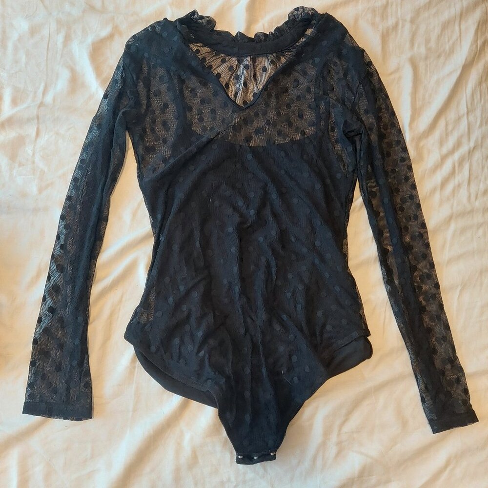 "Want and Need" Medium Sheer Polka-Dot body suit